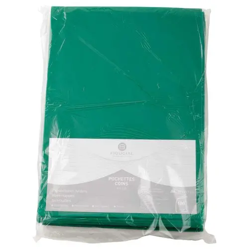 100 Pochettes coins en polypropylène 11/100e Vert - Fiducial photo du produit