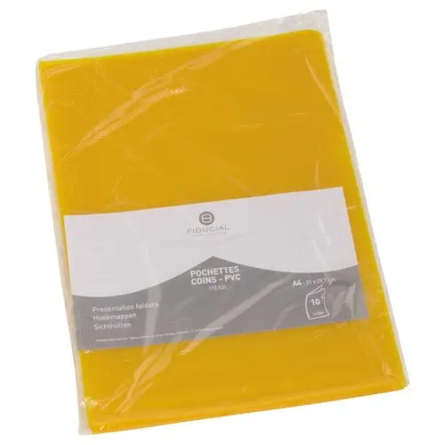 10 Pochettes coin - Jaune - Fiducial photo du produit