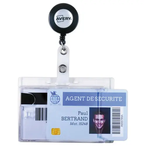 Boite de 10 Porte-badges securité 2 cartes -  9x5,4 cm avec enrouleur photo du produit