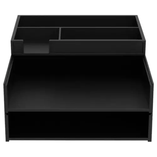 Set de 2 corbeilles &agrave; courrier noires avec trieur de bureau photo du produit
