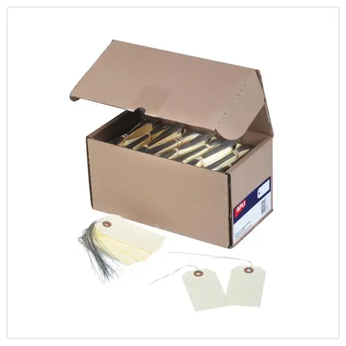 1000 &Eacute;Tiquettes am&eacute;ricaines &agrave; &oelig;illet + fil de fer 120 x 57 mm photo du produit