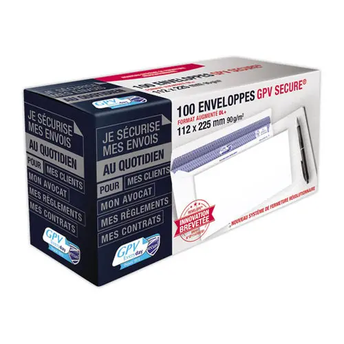 100 Enveloppes Secure blanches - 112x225 mm - 90g - GPV photo du produit