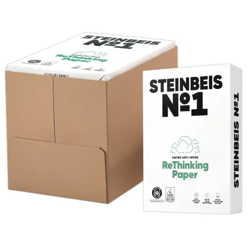 5 Ramettes de 500 feuilles A4 80g Steinbeis 100% recyclé photo du produit