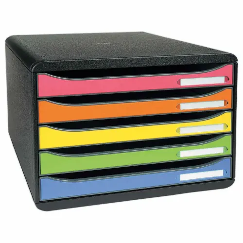 Module de classement Big Box Plus A4+ &agrave; l'italienne - 5 tiroirs - Coloris assortis - Exacompta photo du produit