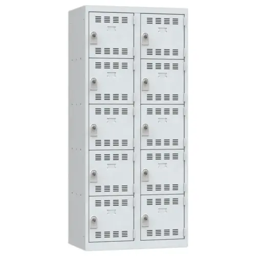 Vestiaire multicases - 2 colonnes de 5 cases - 180 x 80 cm - Gris - Vinco INDUSTRIES photo du produit