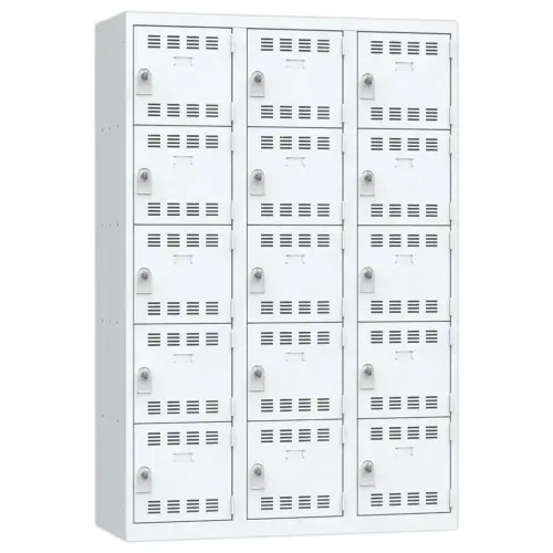 Vestiaire multicases - 3 colonnes de 5 cases - 180 x 120 cm - Gris - VINCO INDUSTRIES photo du produit