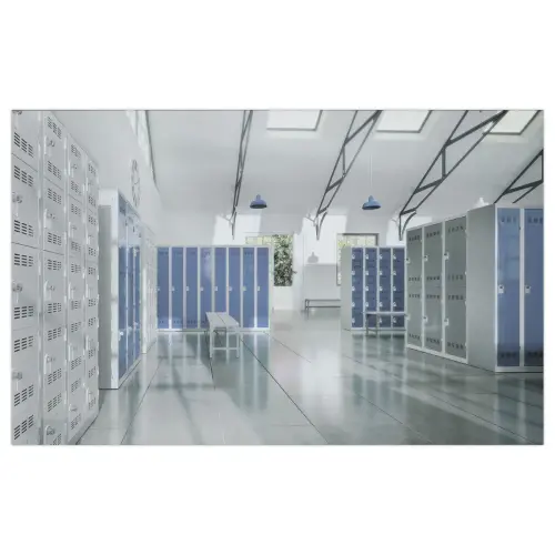 Vestiaire multicases - 2 colonnes de 5 cases - 180x80 cm - Gris/bleu - VINCO INDUSTRIES photo du produit