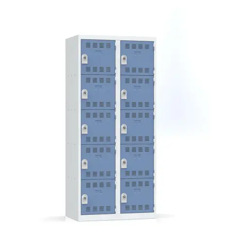 Vestiaire multicases - 2 colonnes de 5 cases - 180x80 cm - Gris/bleu - Vinco INDUSTRIES photo du produit