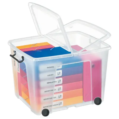 Bo&icirc;te de rangement Smartbox avec couvercle et roulettes - 75 litres - Strata photo du produit
