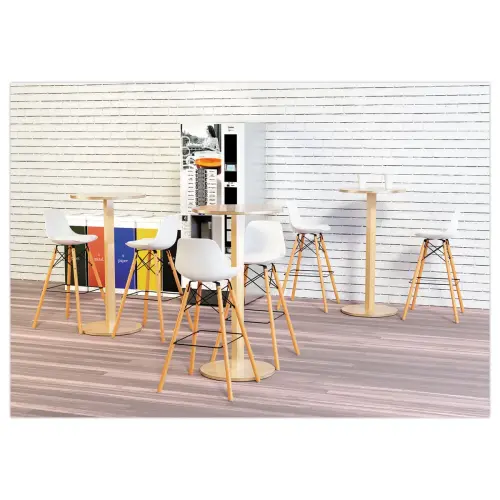 Table haute WOODY ronde 60 cm - Blanc photo du produit