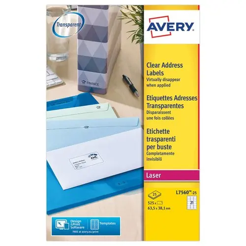 525 Etiquettes transparentes 63,5 x 38,1 mm photo du produit