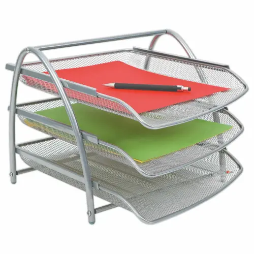 3 Corbeilles m&eacute;talliques coulissantes MESH sur support gris - ALBA photo du produit