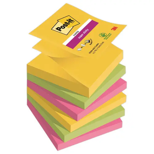 6 Notes repositionnables ZNotes Super Sticky 76x76 mm CARNIVAL - POST IT photo du produit