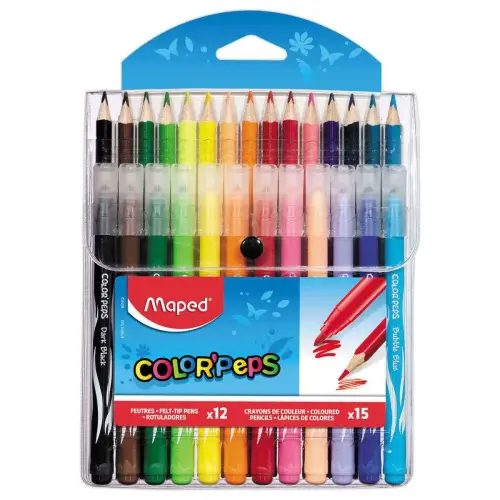 12 Feutres + 15 crayons de couleur Color'Peps - MAPED photo du produit