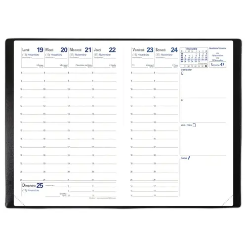 Agenda semainier  Planing Affaires - 10x15 cm - Noir - Janvier &agrave; d&eacute;cembre - QUO VADIS photo du produit