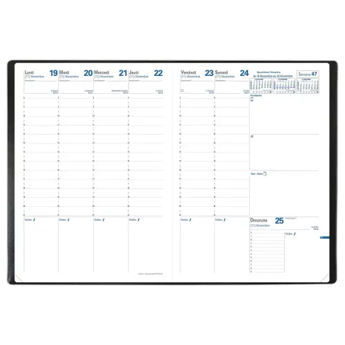 Agenda semainier  Consul - 21x29,7cm - Noir - Janvier à décembre - QUO VADIS photo du produit