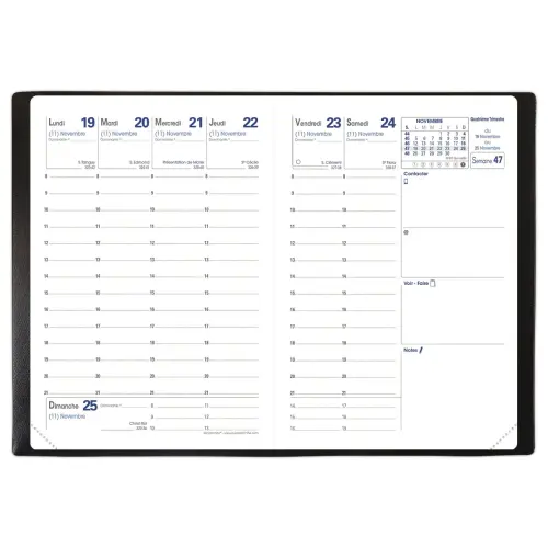 Agenda semainier  Planning Randonn&eacute;e - 9x12,5 cm - Noir - Janvier &agrave; d&eacute;cembre - QUO VADIS photo du produit
