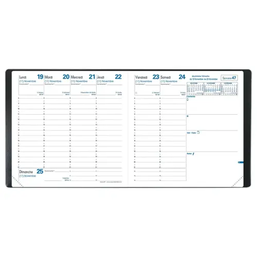 Agenda semainier  Planing Executif - 16x16 cm - Noir - Janvier &agrave; d&eacute;cembre - QUO VADIS photo du produit