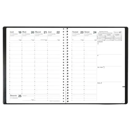 Agenda spirale - 21 x 27 cm - Noir - QUO VADIS photo du produit