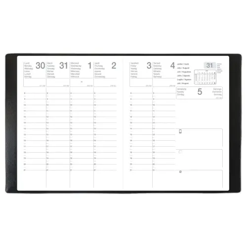 Agenda semainier Classique - 21x27 cm - Noir - Août à juillet photo du produit