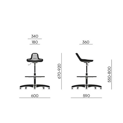 Tabouret technique – Assise réglable en hauteur – Monté photo du produit
