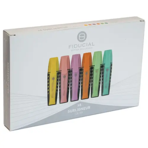 6 Surligneurs pastel - Pointe large - Fiducial photo du produit