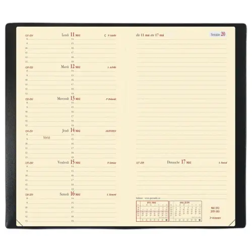 Agenda semainier  Italnote - 8,8x17cm - Noir - Janvier &agrave; d&eacute;cembre - QUO VADIS photo du produit