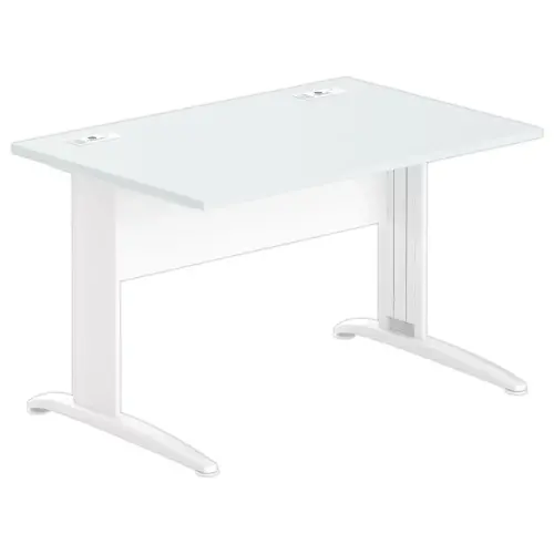 Bureau Buenos Aires - 120 x 80 cm - Plateau gris et pieds blancs - Fiducial photo du produit