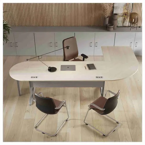Bureau Buenos Aires - 120 x 80 cm - Plateau noyer et pieds aluminium - Fiducial photo du produit