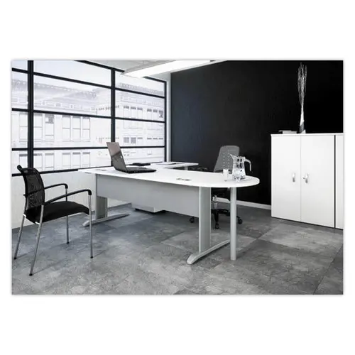 Bureau Buenos Aires - Plateau blanc et pieds aluminium - 140x80 cm photo du produit