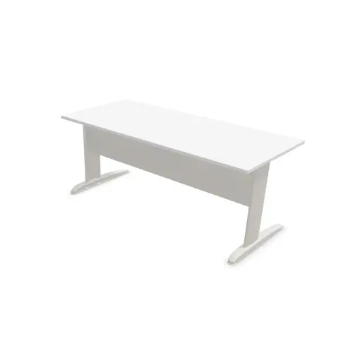 Bureau BUENOS AIRES - Plateau blanc et pieds aluminium - 180x80 cm photo du produit