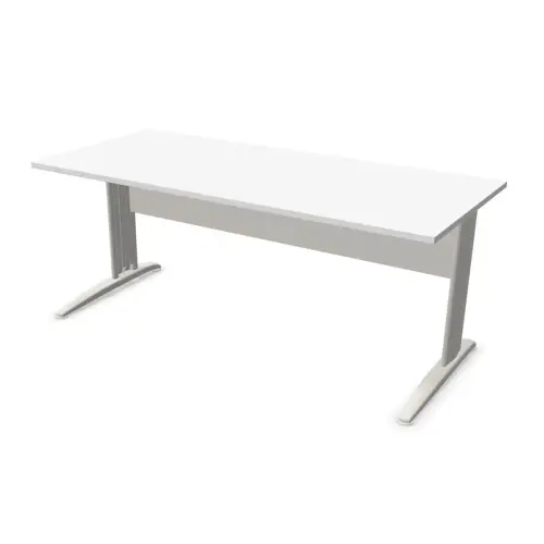 Bureau BUENOS AIRES - Plateau blanc et pieds aluminium - 180x80 cm photo du produit