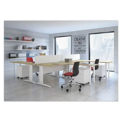 Bureau Buenos Aires - Plateau hêtre et pieds blancs - 180x80 cm photo du produit