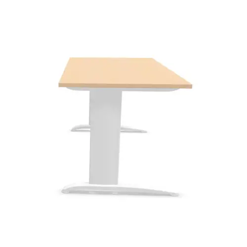 Bureau Buenos Aires - Plateau h&ecirc;tre et pieds blancs - 180x80 cm photo du produit