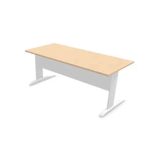 Bureau Buenos Aires - Plateau h&ecirc;tre et pieds blancs - 180x80 cm photo du produit