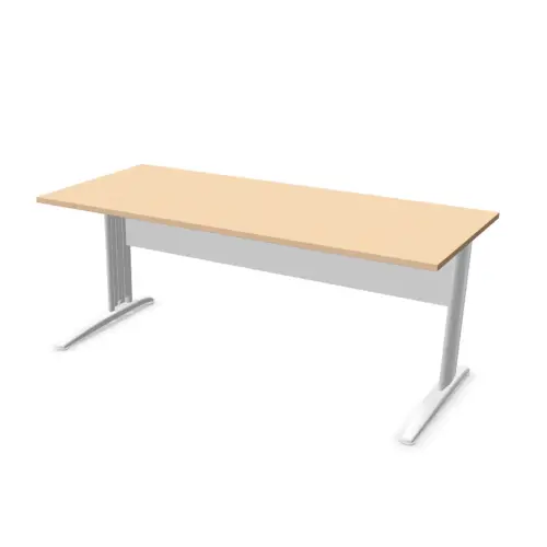 Bureau Buenos Aires - Plateau h&ecirc;tre et pieds blancs - 180x80 cm photo du produit