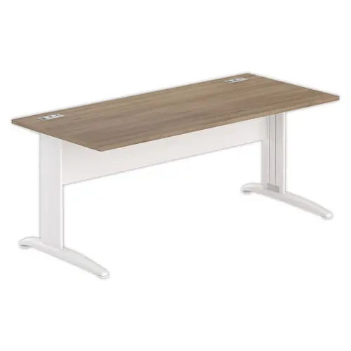 Bureau Buenos Aires - 180 x 80 cm - Plateau noyer et pieds blancs - Fiducial photo du produit