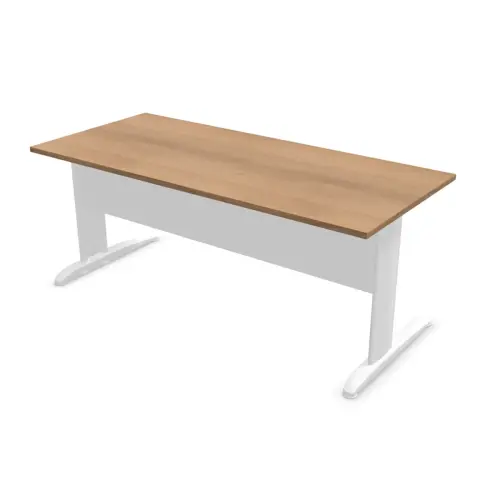 Bureau Buenos Aires - 180 x 80 cm - Plateau noyer et pieds blancs - Fiducial photo du produit