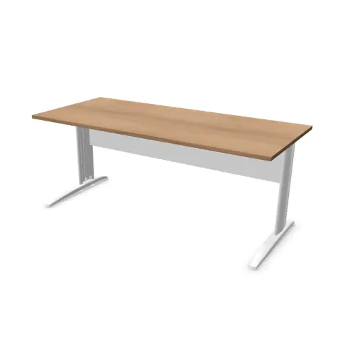 Bureau Buenos Aires - 180 x 80 cm - Plateau noyer et pieds blancs - Fiducial photo du produit