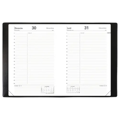 Agenda journalier  ABP1 - 13x21 cm - Noir - Janvier à décembre - QUO VADIS photo du produit