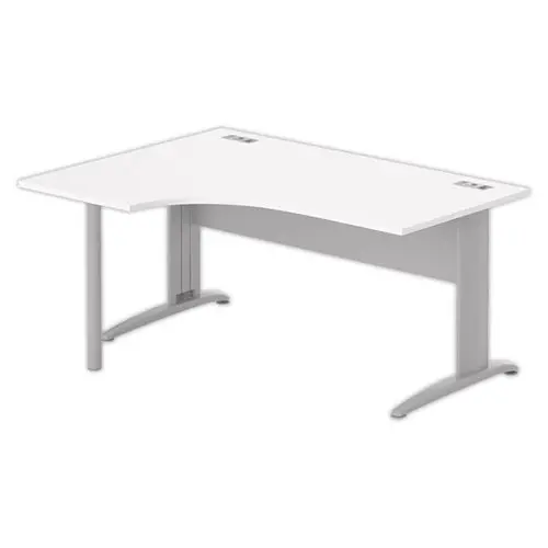 Bureau BUENOS AIRES compact retour &agrave; gauche blanc/alu, L160 photo du produit