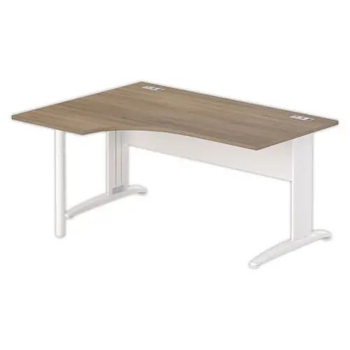 Bureau BUENOS AIRES compact retour &agrave; gauche noyer/blanc, L160 photo du produit