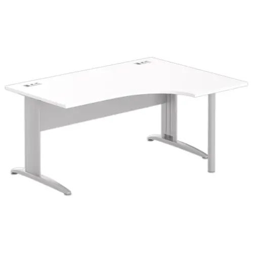 Bureau BUENOS AIRES compact retour à droite blanc/alu, L160 photo du produit
