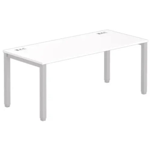 Bureau BRUXELLES 180 x 80 blanc - pieds aluminium photo du produit
