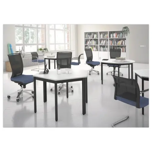 Table réunion ronde diam. 116cm blanc/blanc photo du produit