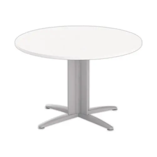 Table réunion ronde diam. 116cm blanc/aluminium photo du produit