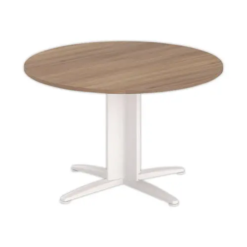 Table réunion ronde diam. 116cm noyer/blanc photo du produit