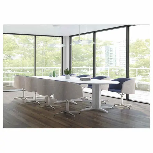 Table réunion ovale 200x120 blanc/blanc photo du produit