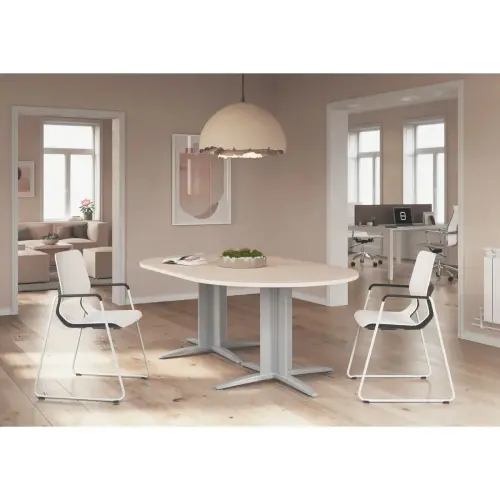 Table réunion ovale 200x120 hêtre/aluminium photo du produit