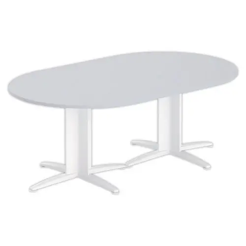 Table réunion ovale 200x120 gris/blanc photo du produit